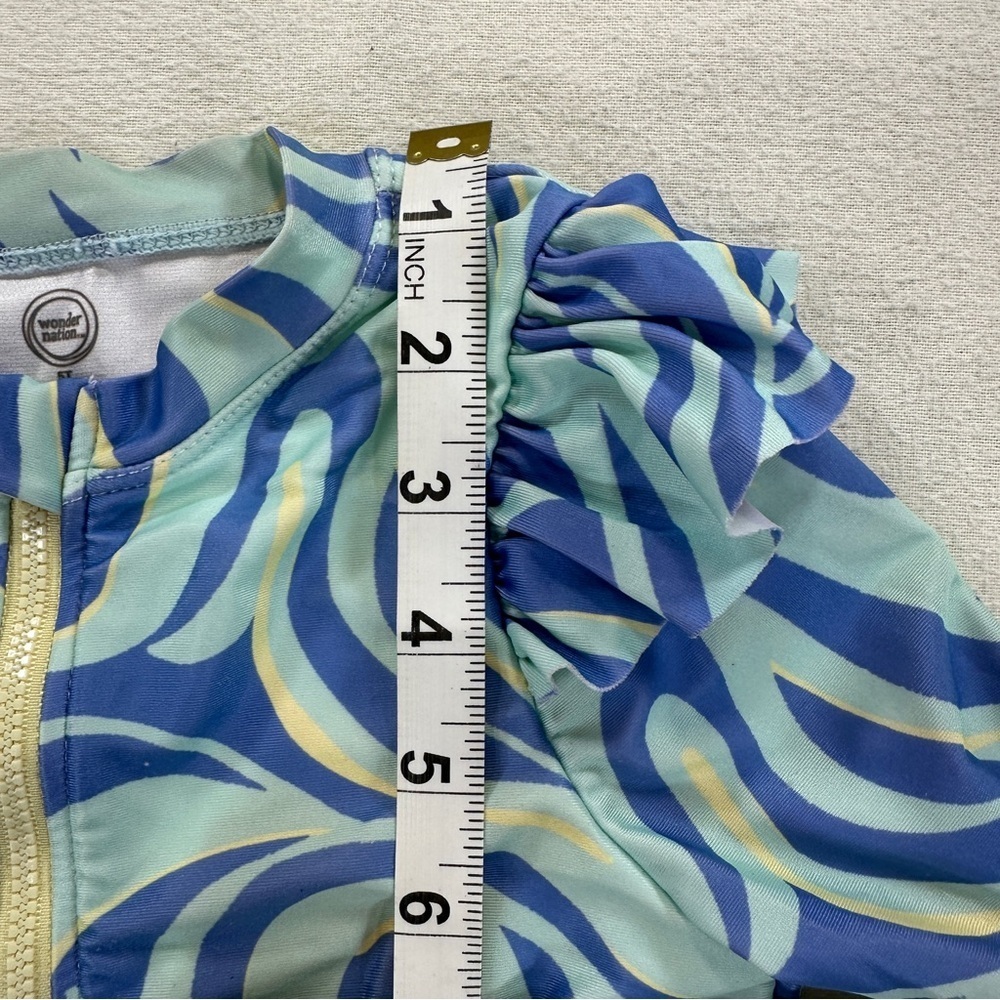Wonder Nation Blue and Teal- 1 Piece Rash guard Swimsuit Sz 5T - Picture 6 of 7